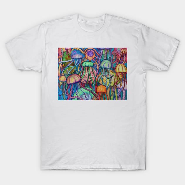 Jellyfish Swarm T-Shirt by fun chaos amy